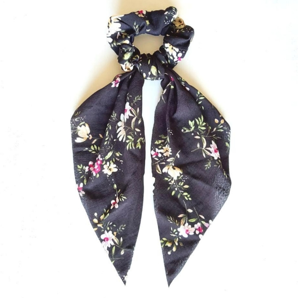 Rachel Floral Hair Scarf - Black